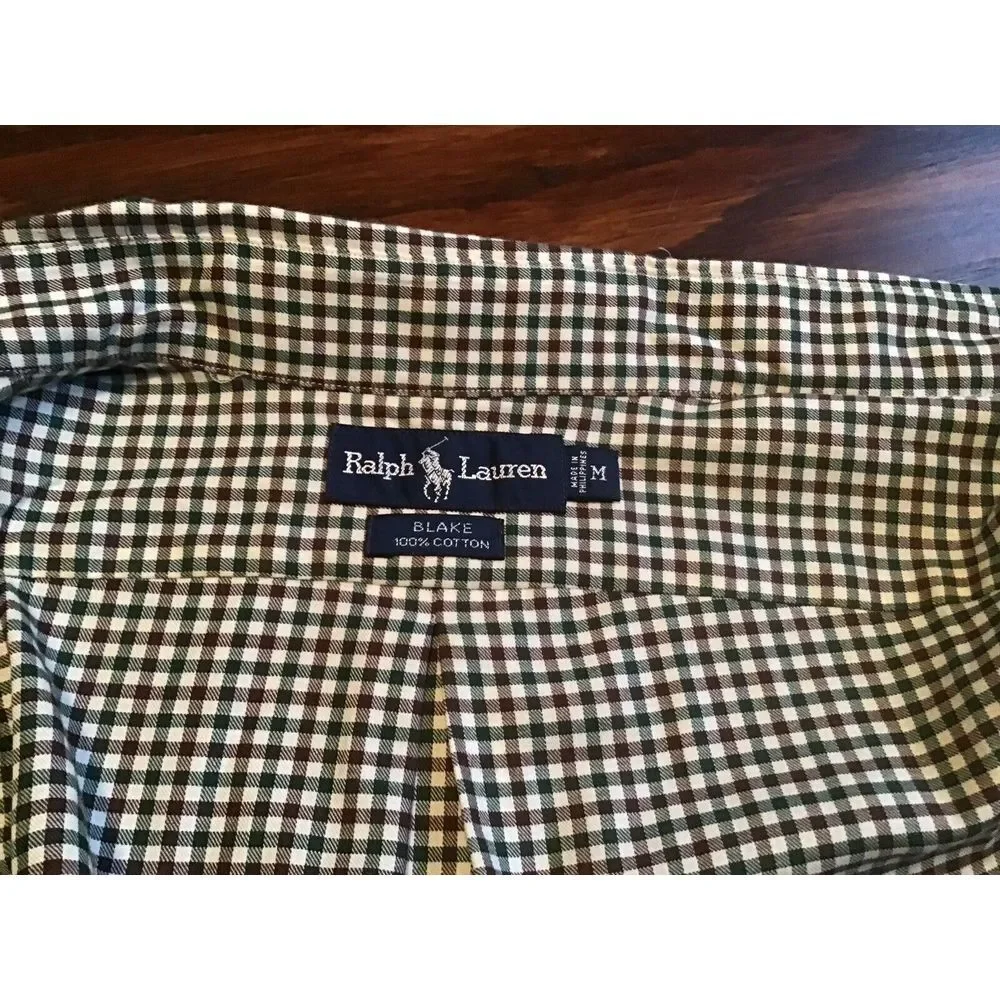 Ralph Lauren Blake Button Down Shirt Long Sleeve Size‎ Medium Gingham Plaid